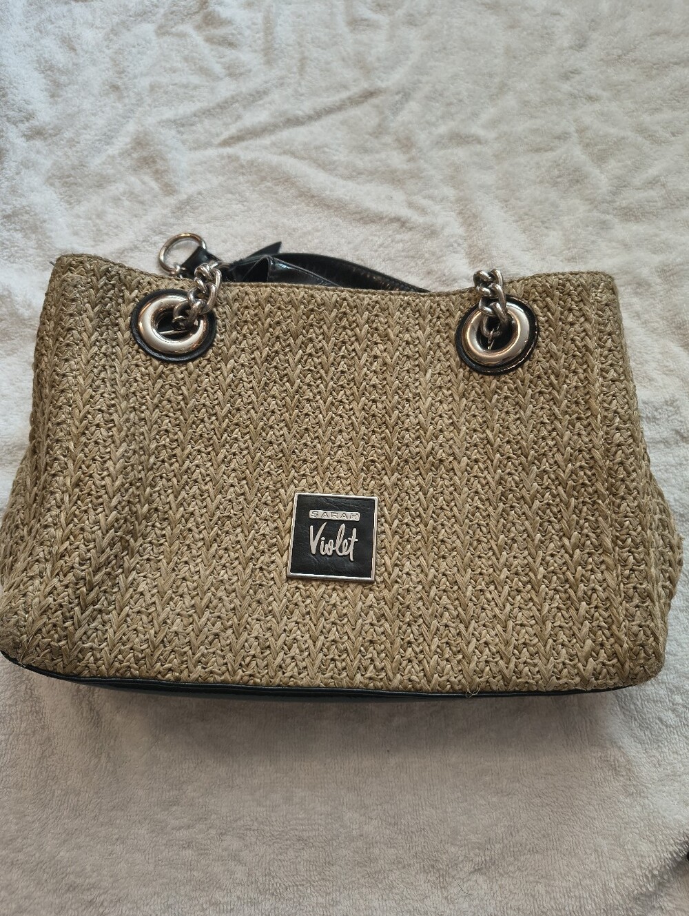 Sarah Violet Straw Tote Bag